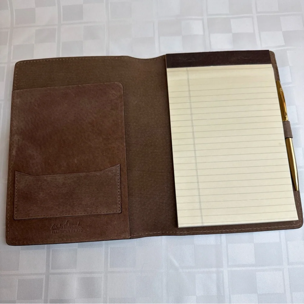 Charles Underwood Kid Leather Planner‎ Alligator Cognac Glazed Finish 6x8.5